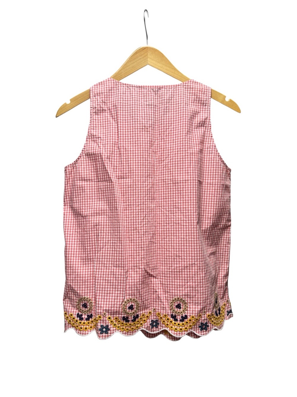 Madewell Red White gingham embroidered 100% cotton tank size XS - Picture 3 of 8